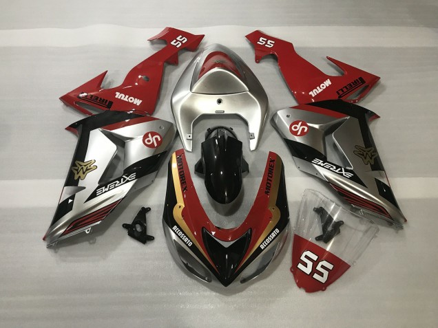 2006-2007 Silber Glänzend & Rot ZX10R Motorrad Verkleidungen