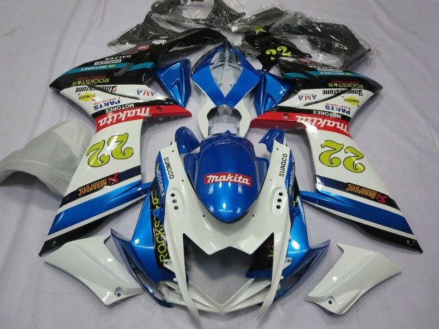 2007-2008 22 Weiß & Blau GSXR 1000 Motorrad Verkleidungen 2007-2008 22 Weiß & Blau GSXR 1000 Motorrad Verkleidungen