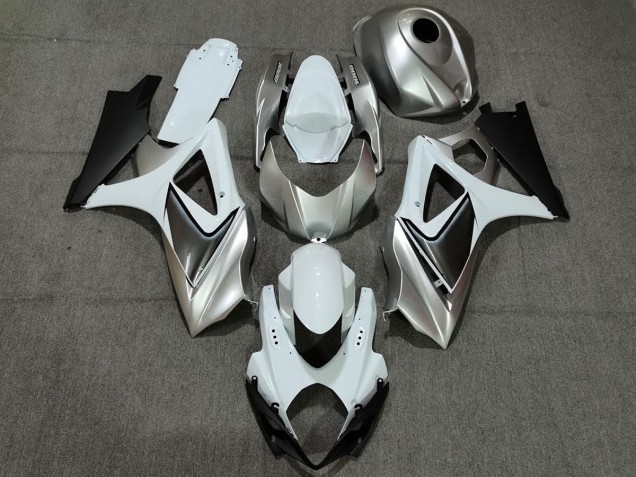 2007-2008 Benutzerdefiniert Silber Weiß Mit Schwarz GSXR 1000 Motorrad Verkleidungen 2007-2008 Benutzerdefiniert Silber Weiß Mit Schwarz GSXR 1000 Motorrad Verkleidungen