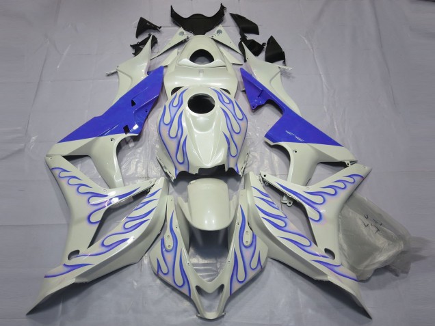 2007-2008 Blau Flame Auf Weiß CBR600RR Motorrad Verkleidungen 2007-2008 Blau Flame Auf Weiß CBR600RR Motorrad Verkleidungen