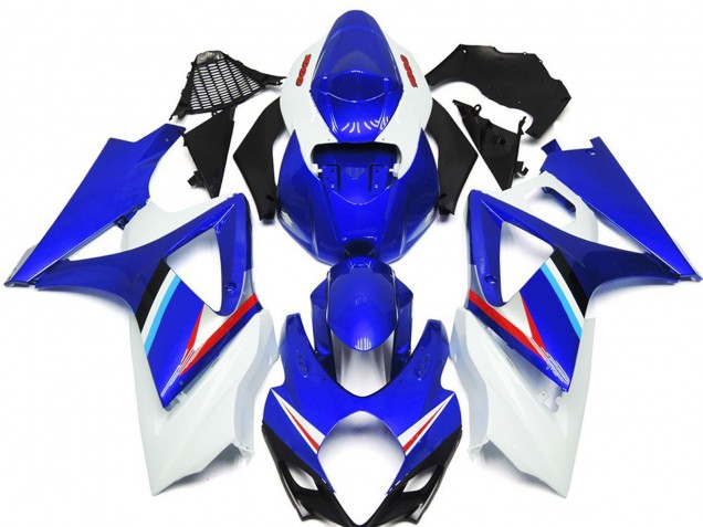 2007-2008 Blau & Glänzend Weiß GSXR 1000 Motorrad Verkleidungen 2007-2008 Blau & Glänzend Weiß GSXR 1000 Motorrad Verkleidungen