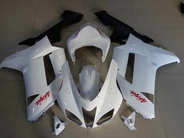 2007-2008 Glänzend Weiß & Rot Logos ZX6R Motorrad Verkleidungen 2007-2008 Glänzend Weiß & Rot Logos ZX6R Motorrad Verkleidungen