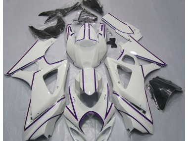 2007-2008 Glänzend Weißer Lila Nadelstreifen GSXR 1000 Motorrad Verkleidungen