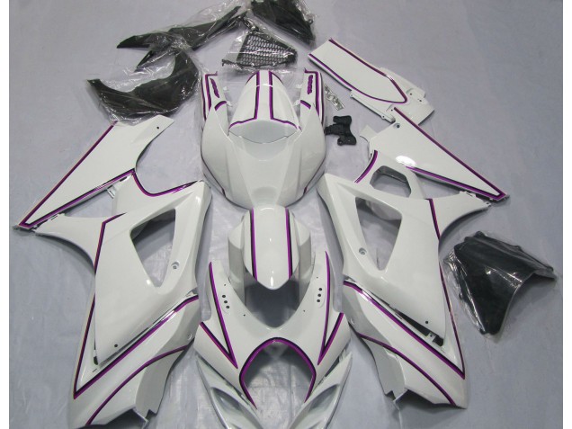 2007-2008 Glänzend Weißer Rosa Nadelstreifen GSXR 1000 Motorrad Verkleidungen 2007-2008 Glänzend Weißer Rosa Nadelstreifen GSXR 1000 Motorrad Verkleidungen