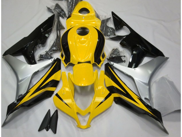 2007-2008 Glänzendes Gelb Silber & Schwarz CBR600RR Motorrad Verkleidungen 2007-2008 Glänzendes Gelb Silber & Schwarz CBR600RR Motorrad Verkleidungen