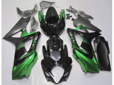 2007-2008 Glänzendes Schwarz & Grün GSXR 1000 Motorrad Verkleidungen