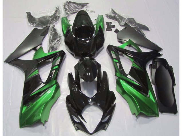 2007-2008 Glänzendes Schwarz & Grün GSXR 1000 Motorrad Verkleidungen 2007-2008 Glänzendes Schwarz & Grün GSXR 1000 Motorrad Verkleidungen