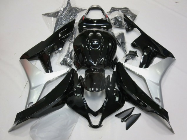 2007-2008 Glänzendes Schwarz & Silber CBR600RR Motorrad Verkleidungen 2007-2008 Glänzendes Schwarz & Silber CBR600RR Motorrad Verkleidungen