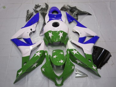 2007-2008 Grüne & Blaue Sterne & Streifen CBR600RR Motorrad Verkleidungen