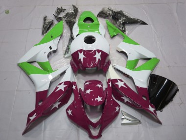 2007-2008 Grüne & Kastanienbraune Sterne & Streifen CBR600RR Motorrad Verkleidungen