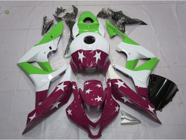 2007-2008 Grüne & Kastanienbraune Sterne & Streifen CBR600RR Motorrad Verkleidungen 2007-2008 Grüne & Kastanienbraune Sterne & Streifen CBR600RR Motorrad Verkleidungen