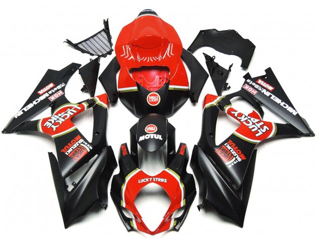 2007-2008 Leuchtend Matt Schwarz Benutzerdefiniert Lucky Strike GSXR 1000 Motorrad Verkleidungen 2007-2008 Leuchtend Matt Schwarz Benutzerdefiniert Lucky Strike GSXR 1000 Motorrad Verkleidungen