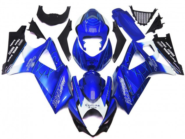 2007-2008 Leuchtendes Blau Mit Weiß Corona GSXR 1000 Motorrad Verkleidungen 2007-2008 Leuchtendes Blau Mit Weiß Corona GSXR 1000 Motorrad Verkleidungen
