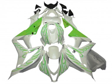 2007-2008 Limettengrün Flamme Auf Weiß CBR600RR Motorrad Verkleidungen