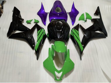 2007-2008 Schwarz Glänzend & Grüne & Violette Akzente CBR600RR Motorrad Verkleidungen