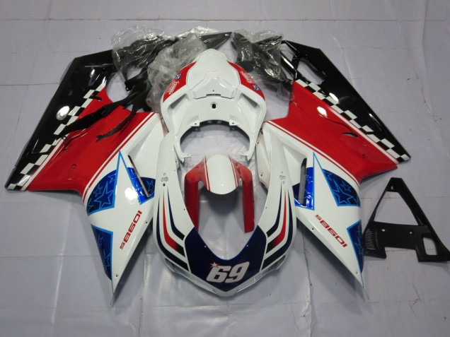 2007-2014 69 Weiß & Rot Ducati 848 1098 1198 Motorrad Verkleidungen 2007-2014 69 Weiß & Rot Ducati 848 1098 1198 Motorrad Verkleidungen