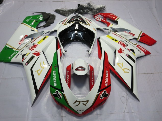 2007-2014 77 Weiß Rot Grün Ducati 848 1098 1198 Motorrad Verkleidungen 2007-2014 77 Weiß Rot Grün Ducati 848 1098 1198 Motorrad Verkleidungen