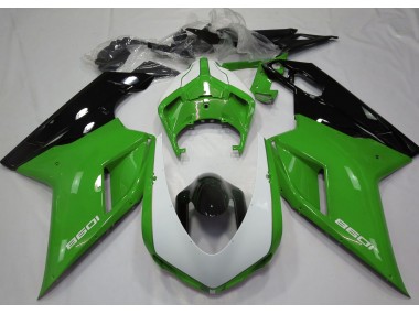 2007-2014 Glänzend Grün & Weiß Ducati 848 1098 1198 Motorrad Verkleidungen