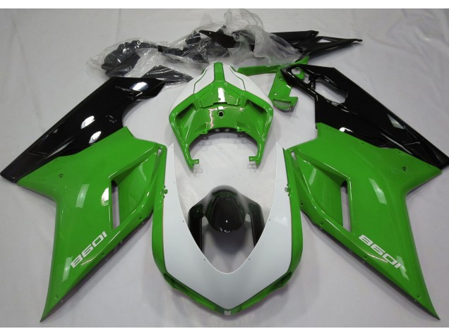 2007-2014 Glänzend Grün & Weiß Ducati 848 1098 1198 Motorrad Verkleidungen 2007-2014 Glänzend Grün & Weiß Ducati 848 1098 1198 Motorrad Verkleidungen
