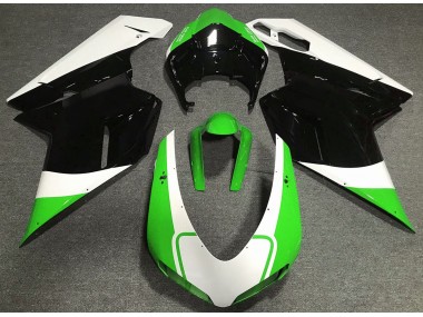 2007-2014 Glänzend Grün Weiß & Schwarz Ducati 848 1098 1198 Motorrad Verkleidungen