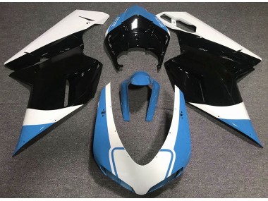 2007-2014 Glänzend Hellblau Weiß & Schwarz Ducati 848 1098 1198 Motorrad Verkleidungen