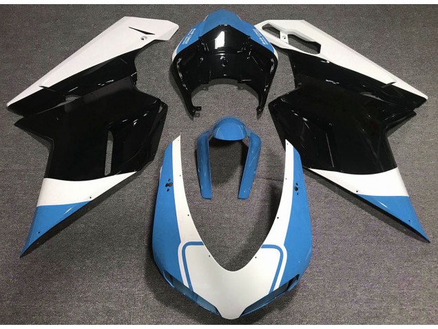 2007-2014 Glänzend Hellblau Weiß & Schwarz Ducati 848 1098 1198 Motorrad Verkleidungen 2007-2014 Glänzend Hellblau Weiß & Schwarz Ducati 848 1098 1198 Motorrad Verkleidungen