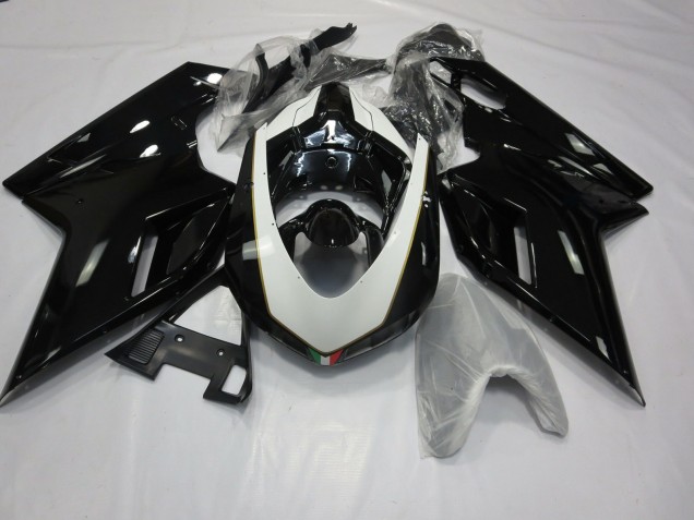 2007-2014 Glänzendes Schwarz & Weiß Ducati 848 1098 1198 Motorrad Verkleidungen 2007-2014 Glänzendes Schwarz & Weiß Ducati 848 1098 1198 Motorrad Verkleidungen
