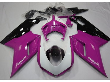 2007-2014 Glanzrosa & Weiß Ducati 848 1098 1198 Motorrad Verkleidungen