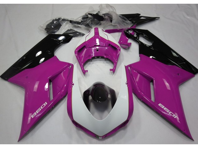 2007-2014 Glanzrosa & Weiß Ducati 848 1098 1198 Motorrad Verkleidungen 2007-2014 Glanzrosa & Weiß Ducati 848 1098 1198 Motorrad Verkleidungen