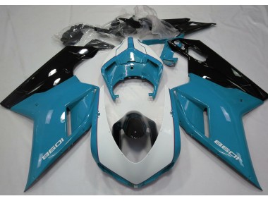 2007-2014 Hellblau & Glänzend Weiß Ducati 848 1098 1198 Motorrad Verkleidungen