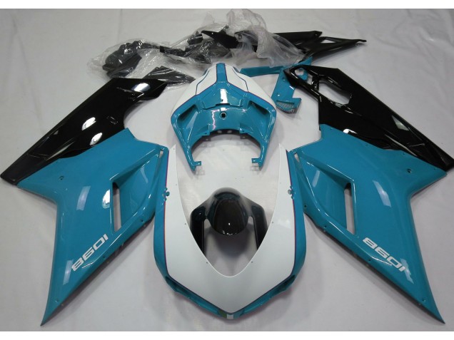 2007-2014 Hellblau & Glänzend Weiß Ducati 848 1098 1198 Motorrad Verkleidungen 2007-2014 Hellblau & Glänzend Weiß Ducati 848 1098 1198 Motorrad Verkleidungen