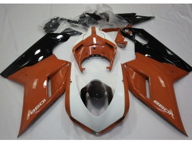 2007-2014 Orange Glänzend & Weiß Ducati 848 1098 1198 Motorrad Verkleidungen