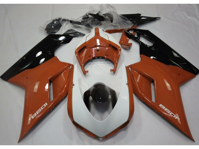 2007-2014 Orange Glänzend & Weiß Ducati 848 1098 1198 Motorrad Verkleidungen 2007-2014 Orange Glänzend & Weiß Ducati 848 1098 1198 Motorrad Verkleidungen