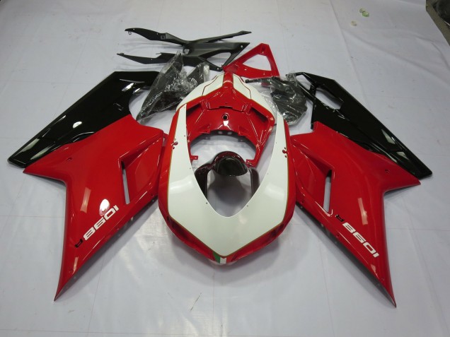 2007-2014 Rot & Weiß Ducati 848 1098 1198 Motorrad Verkleidungen 2007-2014 Rot & Weiß Ducati 848 1098 1198 Motorrad Verkleidungen