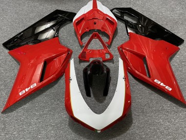 2007-2014 Rot Glänzend & Weiß (848 Aufkleber) Ducati 848 1098 1198 Motorrad Verkleidungen
