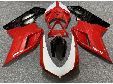 2007-2014 Rot Glänzend & Weiß (848 Aufkleber) Ducati 848 1098 1198 Motorrad Verkleidungen