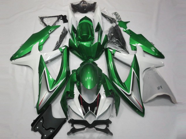 2008-2010 Glänzend Grün & Weiß GSXR 600-750 Motorrad Verkleidungen 2008-2010 Glänzend Grün & Weiß GSXR 600-750 Motorrad Verkleidungen