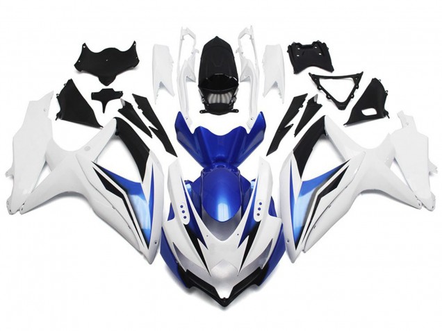 2008-2010 Glänzend Weiß Mit Silber & Blau GSXR 600-750 Motorrad Verkleidungen 2008-2010 Glänzend Weiß Mit Silber & Blau GSXR 600-750 Motorrad Verkleidungen