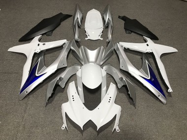 2008-2010 Glänzend Weiß Mit Silber & Blau Matt Schwarz Unten GSXR 600-750 Motorrad Verkleidungen