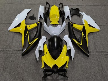2008-2010 Glänzendes Gelb & Weiß GSXR 600-750 Motorrad Verkleidungen