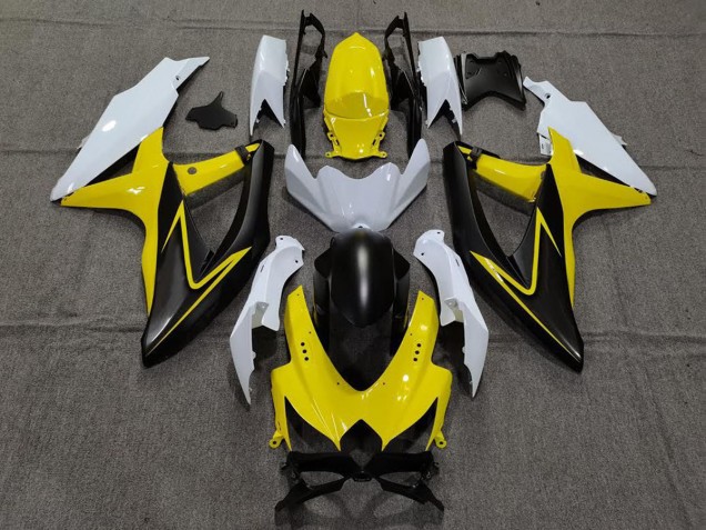 2008-2010 Glänzendes Gelb & Weiß GSXR 600-750 Motorrad Verkleidungen 2008-2010 Glänzendes Gelb & Weiß GSXR 600-750 Motorrad Verkleidungen
