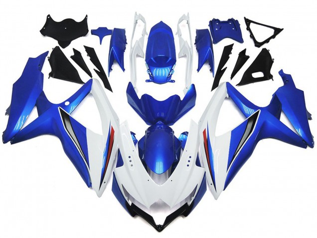 2008-2010 Glänzendes Glänzend Weiß Mit Silber & Blau GSXR 600-750 Motorrad Verkleidungen 2008-2010 Glänzendes Glänzend Weiß Mit Silber & Blau GSXR 600-750 Motorrad Verkleidungen