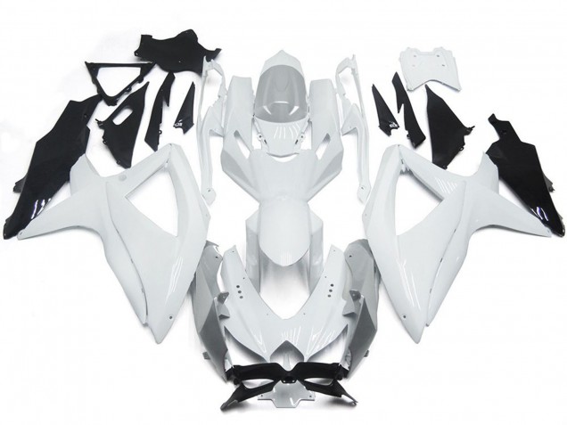 2008-2010 Glänzendes Glänzend Weiß Mit Silber GSXR 600-750 Motorrad Verkleidungen 2008-2010 Glänzendes Glänzend Weiß Mit Silber GSXR 600-750 Motorrad Verkleidungen