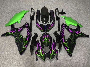 2008-2010 Grün & Magenta Flamme GSXR 600-750 Motorrad Verkleidungen