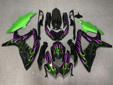 2008-2010 Grün & Magenta Flamme GSXR 600-750 Motorrad Verkleidungen