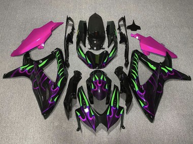 2008-2010 Lila & Grün Flamme GSXR 600-750 Motorrad Verkleidungen