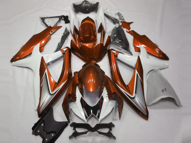 2008-2010 Orange Glänzend & Weiß GSXR 600-750 Motorrad Verkleidungen 2008-2010 Orange Glänzend & Weiß GSXR 600-750 Motorrad Verkleidungen