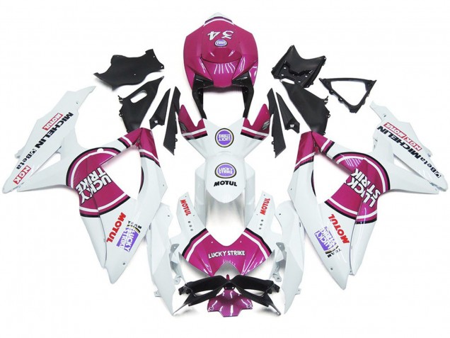 2008-2010 Pink 34 Lucky Strike GSXR 600-750 Motorrad Verkleidungen 2008-2010 Pink 34 Lucky Strike GSXR 600-750 Motorrad Verkleidungen