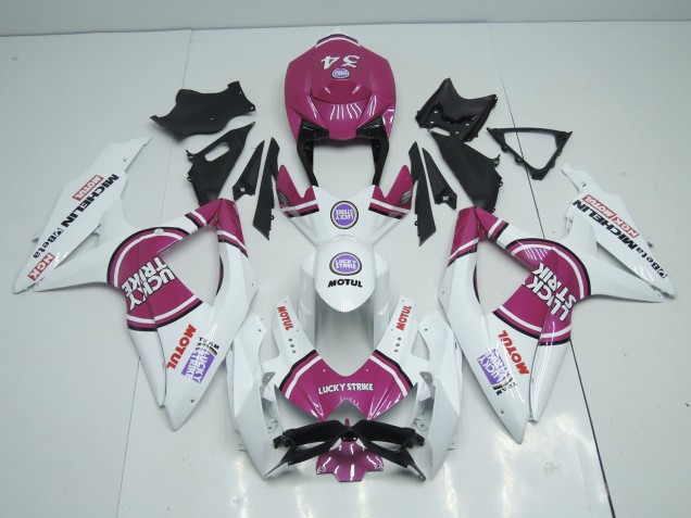 2008-2010 Pink Lucky Strike GSXR 600-750 Motorrad Verkleidungen 2008-2010 Pink Lucky Strike GSXR 600-750 Motorrad Verkleidungen