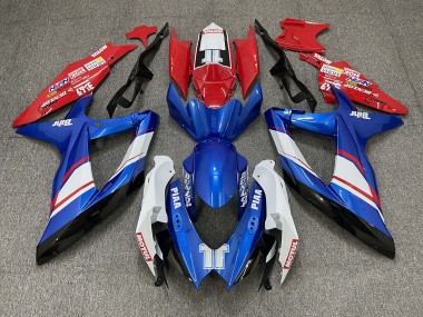 2008-2010 Rot Blau & Glänzend Weiß Custom-Stil GSXR 600-750 Motorrad Verkleidungen